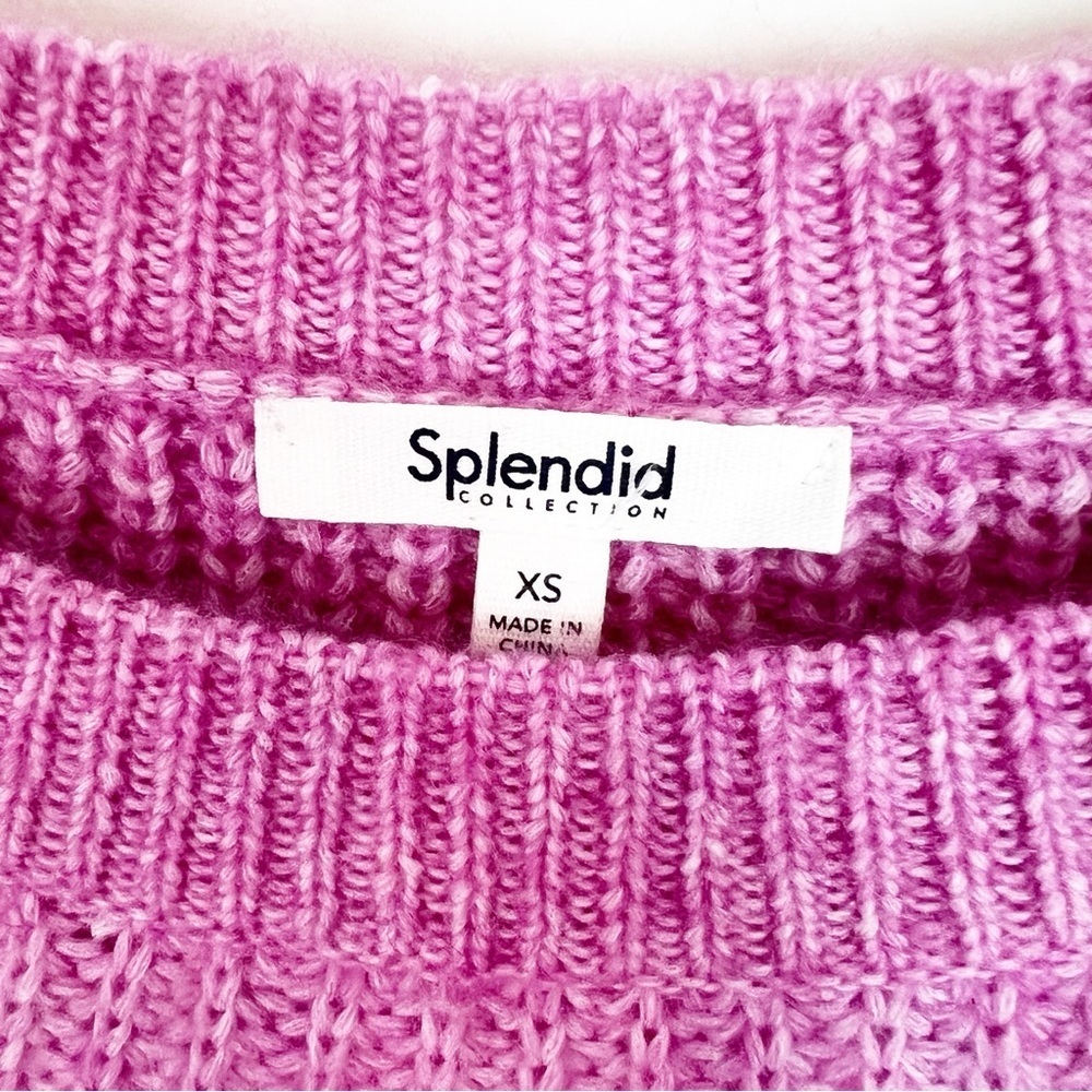 SPLENDID SAMANTHA PINK WHITE CABLE KNIT PULLOVER SWEATER WOMENS XS - Picture 6 of 7
